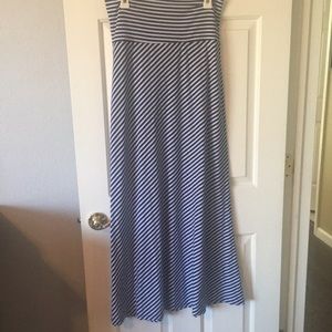 Navy and white striped maxi skirt size L